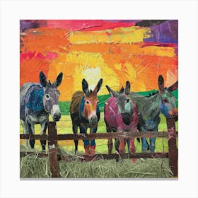Kitsch Collage Of Donkeys 4 Canvas Print