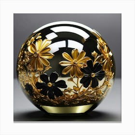 Gold And Black Glass Sphere Canvas Print