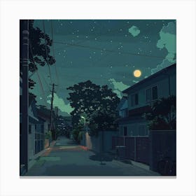 Nightime Moon Sequence Lofi Illustration Canvas Print