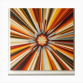 Retro Sun: A Geometric and Colorful Painting of a Sunburst with a 70s Style Canvas Print