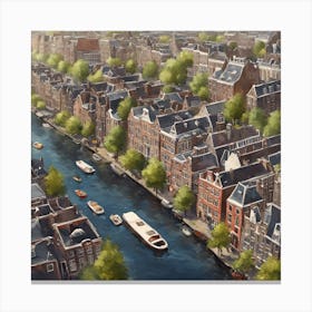 Amsterdam Canal Summer Aerial View Canvas Print