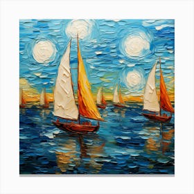 Sailboats On The Sea Canvas Print