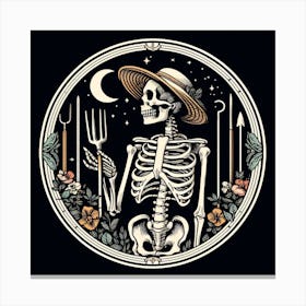 Skeleton Holding A Fork Canvas Print