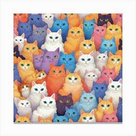 Colorful cloud of cats Canvas Print