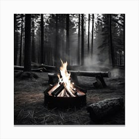 Campfire In The Woods 8 Canvas Print