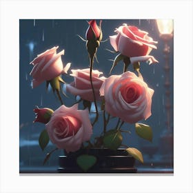 Roses In The Rain Canvas Print