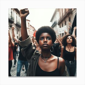 Black Woman With Raised Fist Canvas Print