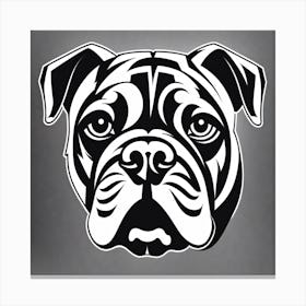 Bulldog Head, Black and white illustration, Dog drawing, Dog art, Animal illustration, Pet portrait, Realistic dog art Canvas Print