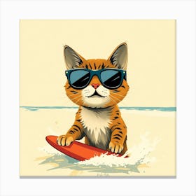 Tiger On Surfboard Canvas Print