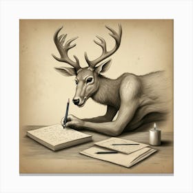 Deer Writing Canvas Print