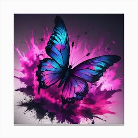 Butterfly With Paint Splashes 11 Canvas Print