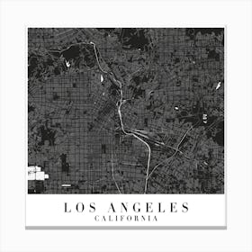 Los Angeles California Minimal Black Mono Street Map  Square Canvas Print