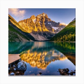 Mountain Lake At Sunrise Canvas Print