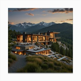 Mountain Home At Dusk Canvas Print