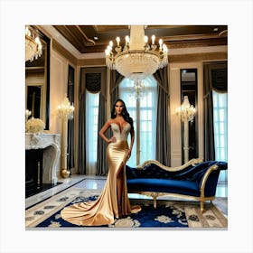 Woman In A Gold Gown Canvas Print