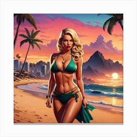 Sexy Woman On The Beach 1 Canvas Print