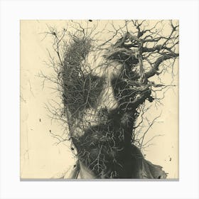 Man With Branches On His Head Canvas Print