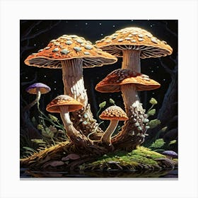 Mushrooms In The Night Canvas Print