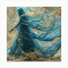 Woman In A Blue Dress 1 Canvas Print