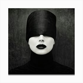 Portrait Of A Woman With Sealed Black Lips Enveloped In Silence Symbolizing The Profound And Expres Canvas Print