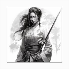 Samurai Girl drawing Canvas Print