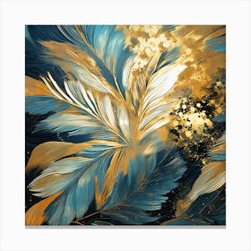 Abstract Blue And Gold Feathers Canvas Print