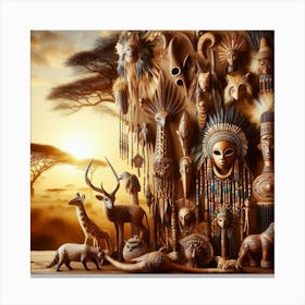Tribal African Art African landscape 2 Canvas Print