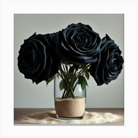 Black Roses In Vase and sand Leinwandbild