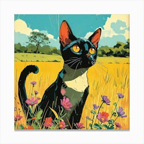 Cat In The Field Canvas Print