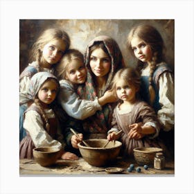 Family Of Girls Canvas Print