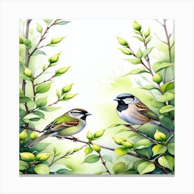 Birds On A Branch Canvas Print