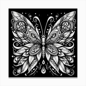 Black And White Butterfly Art 3 Canvas Print