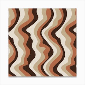 GOOD VIBRATIONS Groovy Mod Wavy Psychedelic Abstract Stripes in Retro Seventies Colours Coffee Brown Beige Cream Neutrals Rust Canvas Print