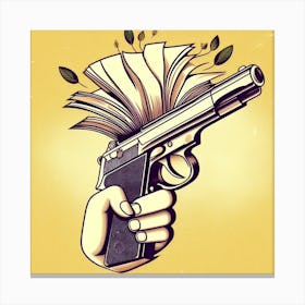 Gun With Book Canvas Print