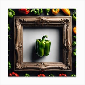 Peppers In A Frame 20 Canvas Print