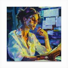 Woman In Glasses Canvas Print