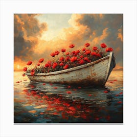 Poppies In A Boat 7 Canvas Print