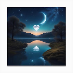 Moon And Heart Canvas Print