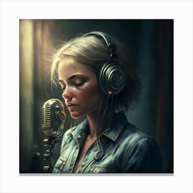 Girl With Headphones 2 Canvas Print