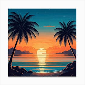 Sunset Palm Trees Canvas Print