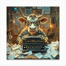 Funny Cow Writer Vintage Stampe su tela