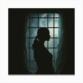 Silhouette Of A Woman At Night Canvas Print