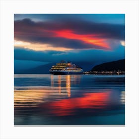 Cruise Ship At Sunset Canvas Print