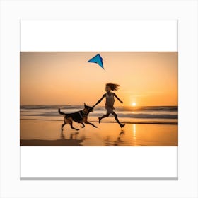 Kite Flying On The Beach Canvas Print