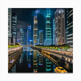 Hong Kong City At Night 6 Canvas Print