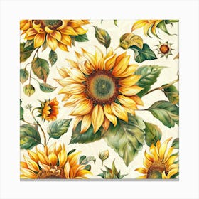 Sunflowers On A White Background Canvas Print