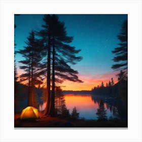 Sunset Camping Tent Canvas Print