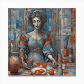 Lady At The Table Canvas Print