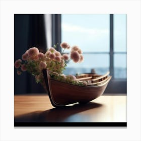 Flowers In A Boat Canvas Print