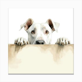 Dog Peeking Over A Sign 6 Canvas Print